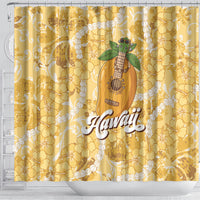Hawaiian Mango Ukulele Shower Curtain Retro Yellow Hibiscus Pikake Lei LT9 - Polynesian Pride