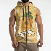 Hawaiian Mango Ukulele Sleeveless Zip Hoodie Retro Yellow Hibiscus Pikake Lei LT9 - Polynesian Pride