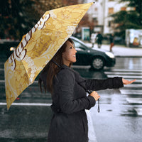 Hawaiian Mango Ukulele Umbrella Retro Yellow Hibiscus Pikake Lei LT9 - Polynesian Pride