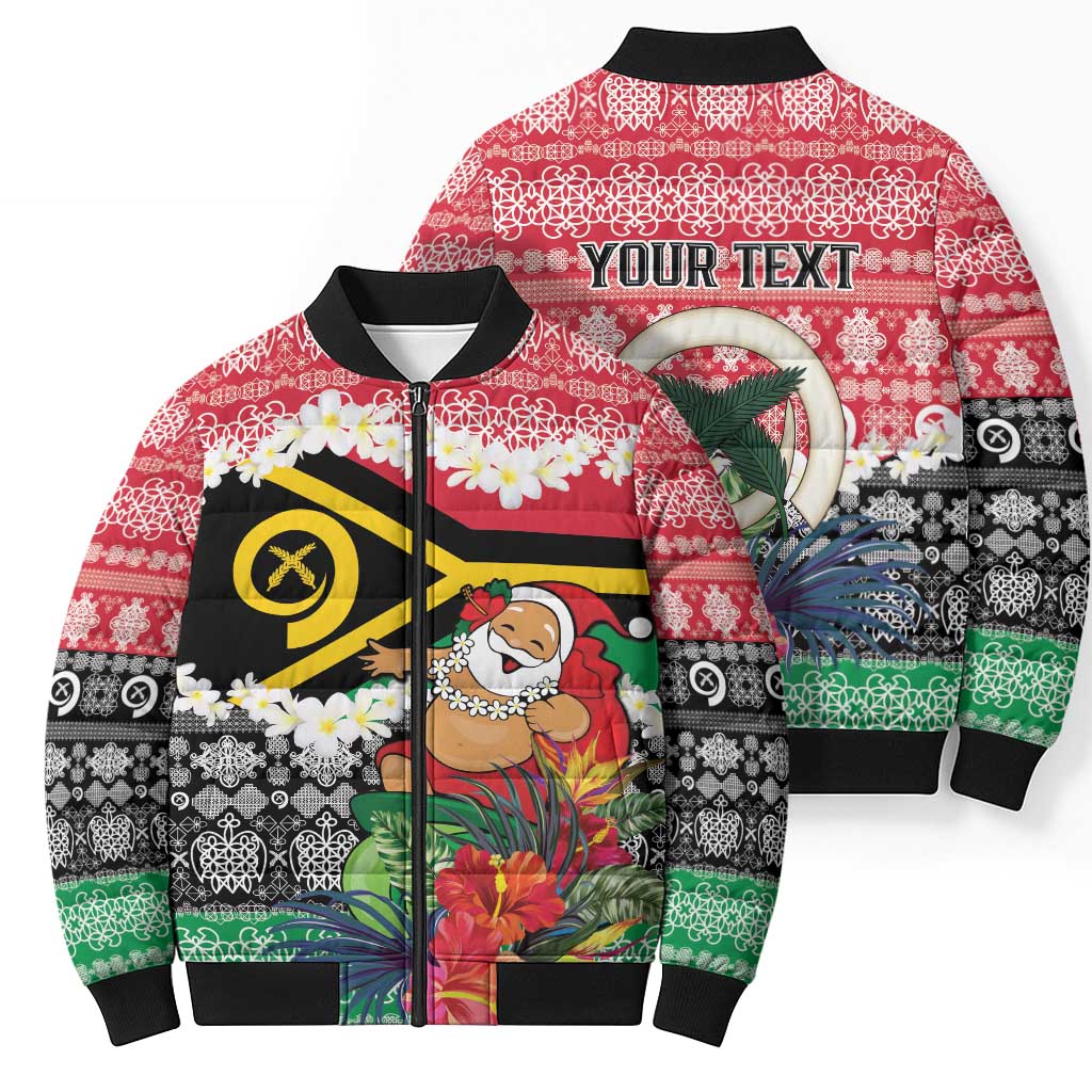 Personalised Vanuatu Joyeux Noel Bomber Puffer Jacket Proud To Be a Ni-Van Sand Drawing Art LT9 - Polynesian Pride