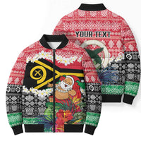 Personalised Vanuatu Joyeux Noel Bomber Puffer Jacket Proud To Be a Ni-Van Sand Drawing Art LT9 - Polynesian Pride