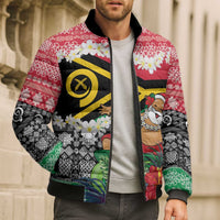 Personalised Vanuatu Joyeux Noel Bomber Puffer Jacket Proud To Be a Ni-Van Sand Drawing Art LT9 - Polynesian Pride