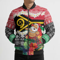 Personalised Vanuatu Joyeux Noel Bomber Puffer Jacket Proud To Be a Ni-Van Sand Drawing Art LT9 - Polynesian Pride