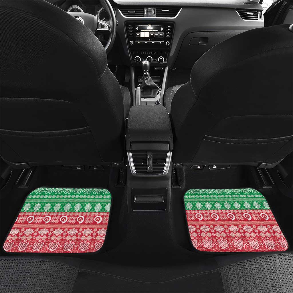 Personalised Vanuatu Joyeux Noel Car Mats Proud To Be a Ni-Van Sand Drawing Art LT9 Set 2pcs - Back Red - Polynesian Pride