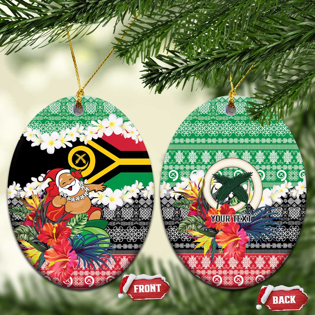 Personalised Vanuatu Joyeux Noel Ceramic Ornament Proud To Be a Ni-Van Sand Drawing Art LT9 Oval Red - Polynesian Pride