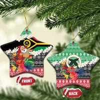 Personalised Vanuatu Joyeux Noel Ceramic Ornament Proud To Be a Ni-Van Sand Drawing Art LT9 Star Red - Polynesian Pride