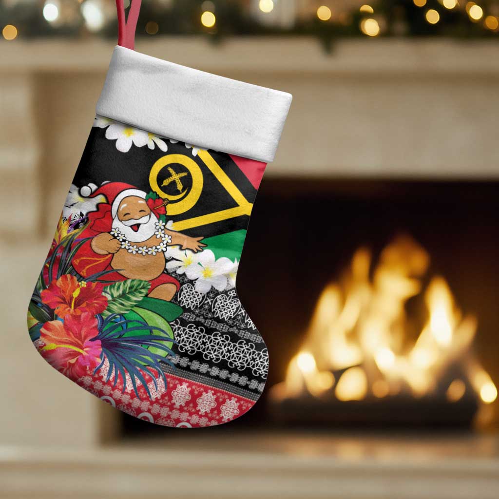 Personalised Vanuatu Joyeux Noel Christmas Stocking Proud To Be a Ni-Van Sand Drawing Art LT9 Set of 2 Red - Polynesian Pride