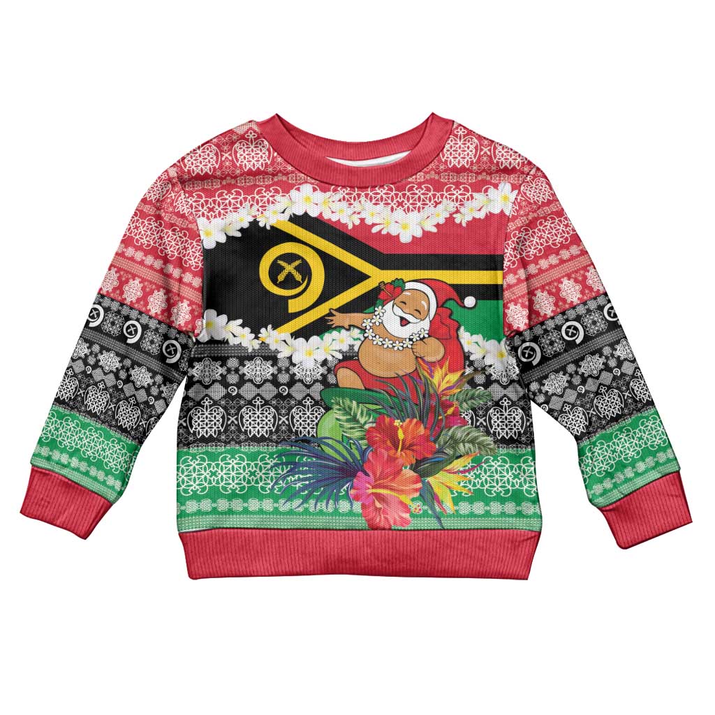 Personalised Vanuatu Joyeux Noel Kid Ugly Christmas Sweater Proud To Be a Ni-Van Sand Drawing Art LT9 Kid Red - Polynesian Pride