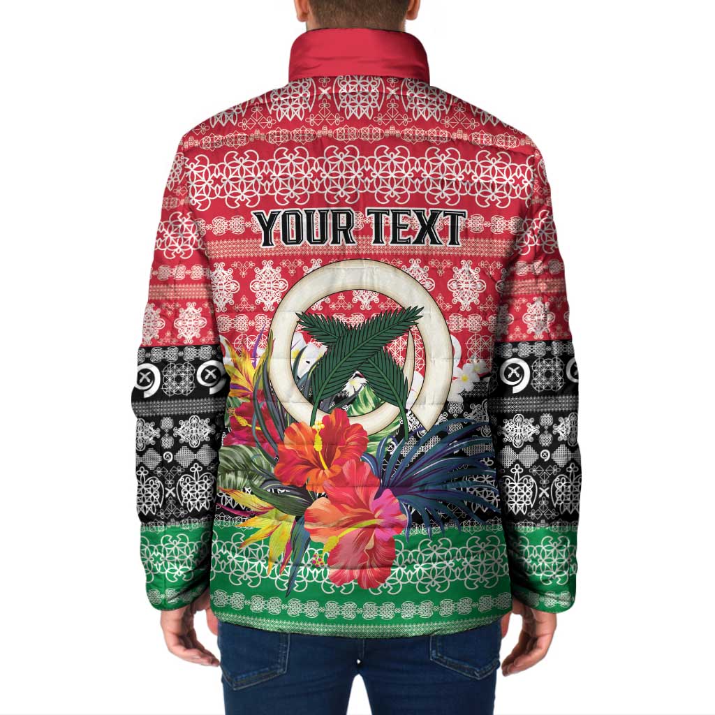 Personalised Vanuatu Joyeux Noel Padded Jacket Proud To Be a Ni-Van Sand Drawing Art LT9 - Polynesian Pride