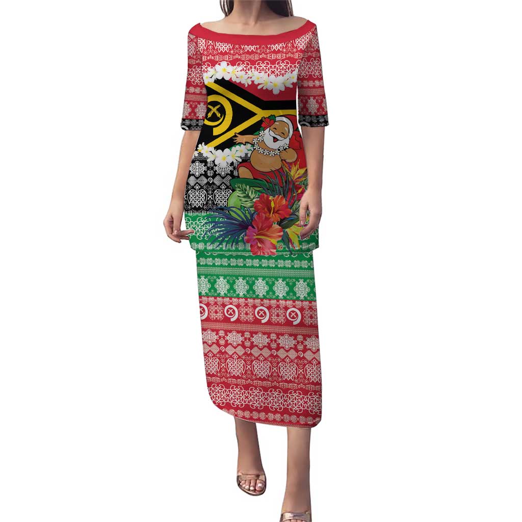 Personalised Vanuatu Joyeux Noel Puletasi Proud To Be a Ni-Van Sand Drawing Art LT9 Long Dress Red - Polynesian Pride