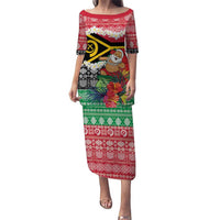 Personalised Vanuatu Joyeux Noel Puletasi Proud To Be a Ni-Van Sand Drawing Art LT9 Long Dress Red - Polynesian Pride