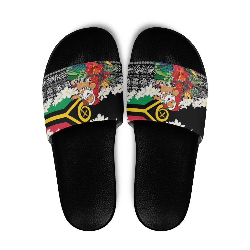 Personalised Vanuatu Joyeux Noel Slide Sandals Proud To Be a Ni-Van Sand Drawing Art LT9 Red - Polynesian Pride