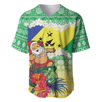 Personalised Malampa Joyeux Noel Baseball Jersey Proud To Be a Ni-Van Sand Drawing Art LT9 Lime - Polynesian Pride