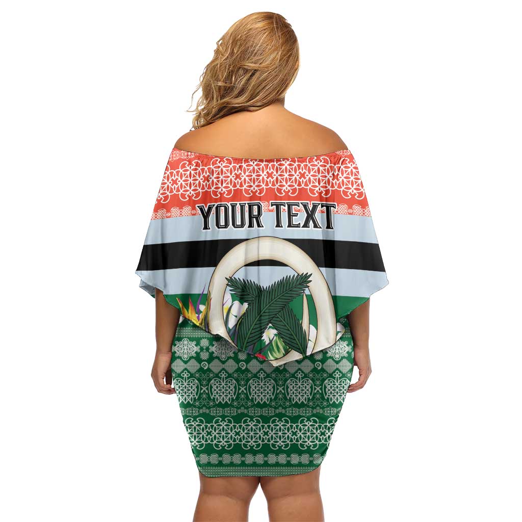 Personalised Penama Joyeux Noel Off Shoulder Short Dress Proud To Be a Ni-Van Sand Drawing Art LT9 - Polynesian Pride