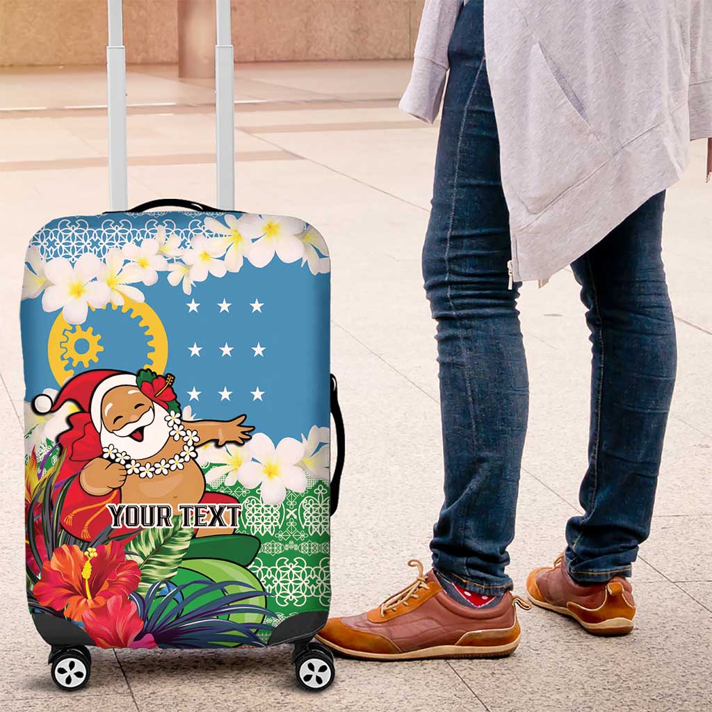Personalised Sanma Joyeux Noel Luggage Cover Proud To Be a Ni-Van Sand Drawing Art LT9 Blue - Polynesian Pride