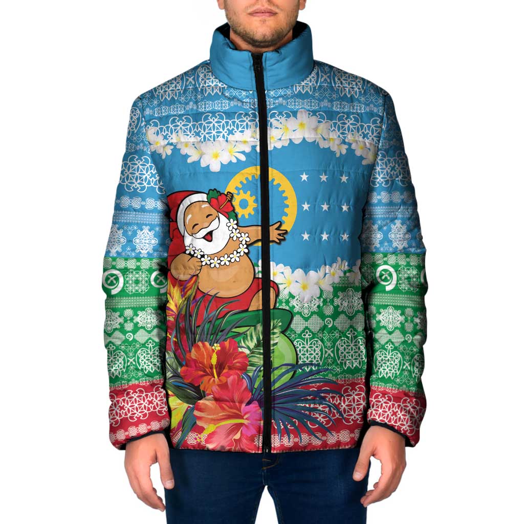 Personalised Sanma Joyeux Noel Padded Jacket Proud To Be a Ni-Van Sand Drawing Art LT9 Men Blue - Polynesian Pride