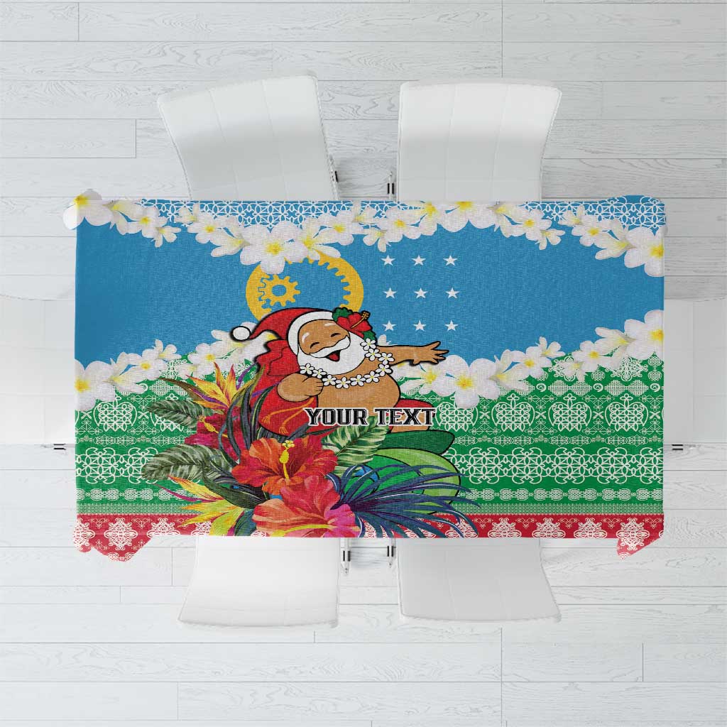 Personalised Sanma Joyeux Noel Tablecloth Proud To Be a Ni-Van Sand Drawing Art LT9 Blue - Polynesian Pride