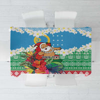 Personalised Sanma Joyeux Noel Tablecloth Proud To Be a Ni-Van Sand Drawing Art LT9 Blue - Polynesian Pride