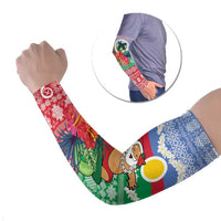 Personalised Shefa Joyeux Noel Arm Sleeves Proud To Be a Ni-Van Sand Drawing Art LT9 Set of 2 Blue - Polynesian Pride