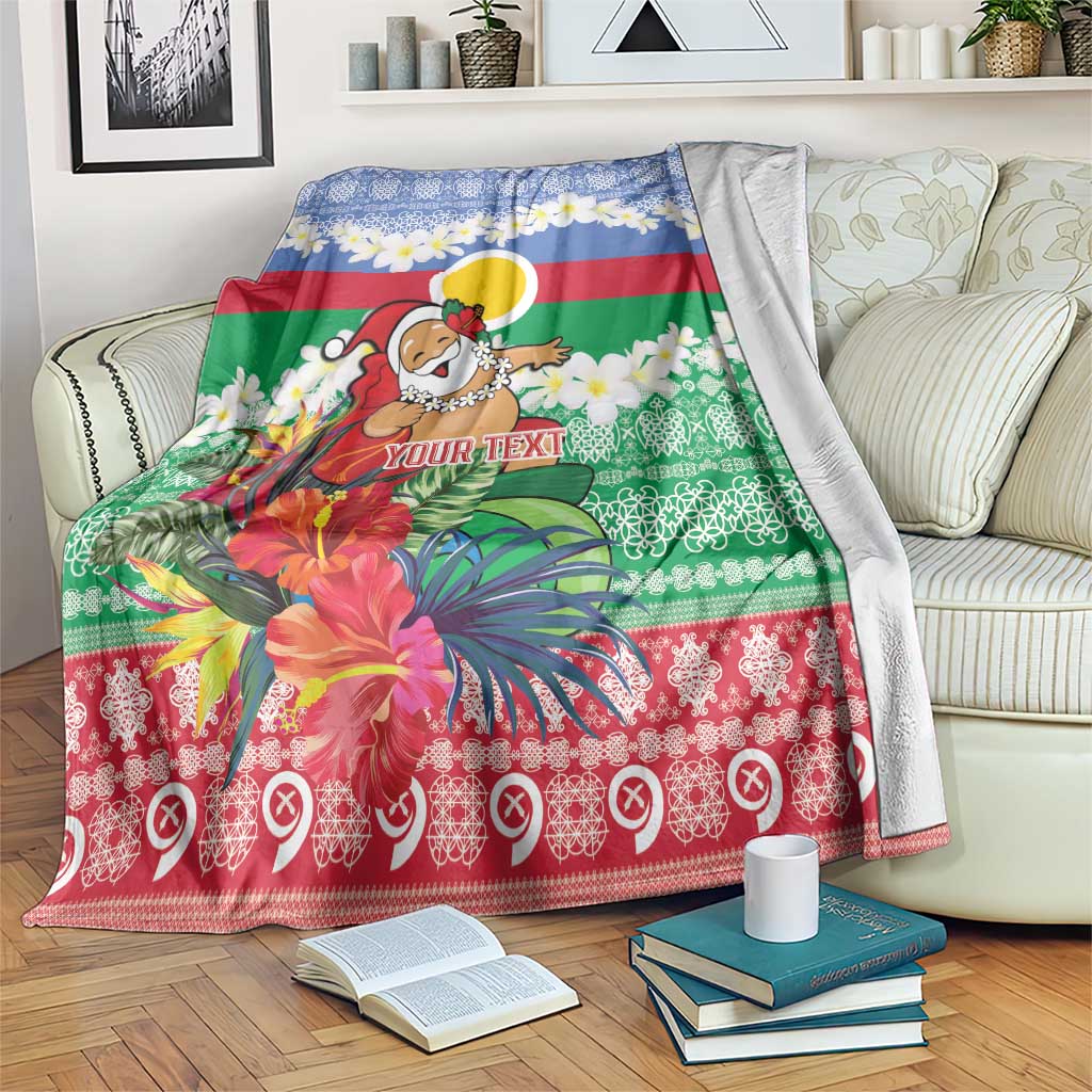 Personalised Shefa Joyeux Noel Blanket Proud To Be a Ni-Van Sand Drawing Art LT9 Blue - Polynesian Pride