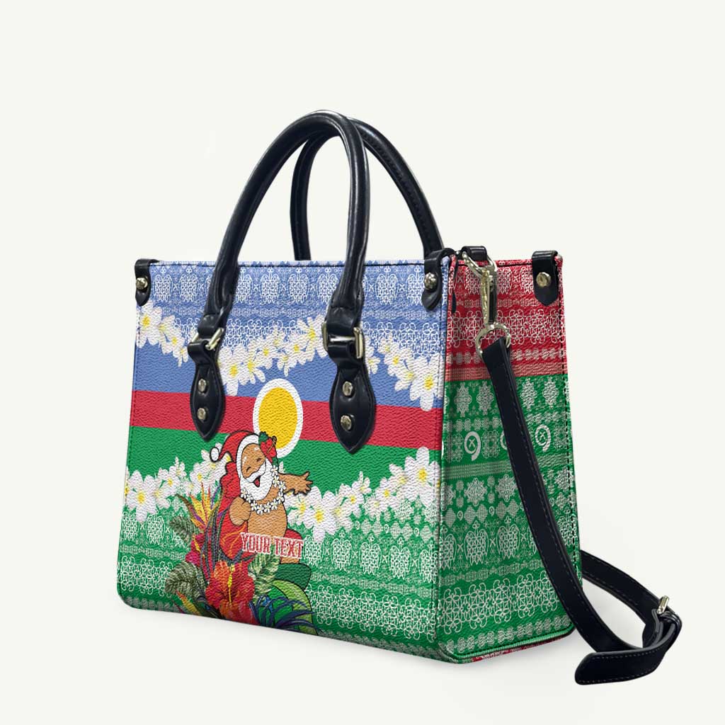 Personalised Shefa Joyeux Noel Leather Bag Proud To Be a Ni-Van Sand Drawing Art LT9 Blue - Polynesian Pride
