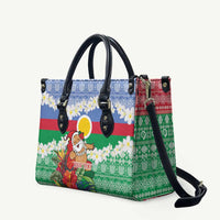 Personalised Shefa Joyeux Noel Leather Bag Proud To Be a Ni-Van Sand Drawing Art LT9 Blue - Polynesian Pride