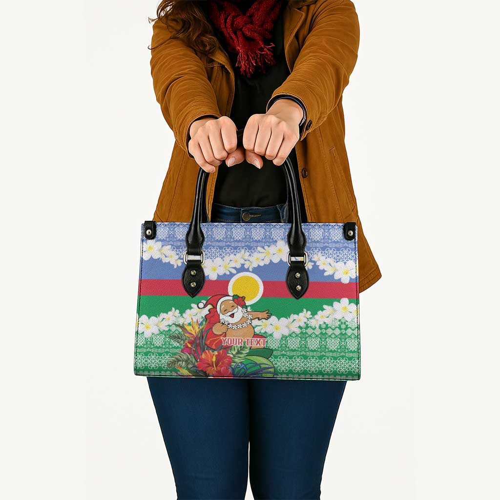 Personalised Shefa Joyeux Noel Leather Bag Proud To Be a Ni-Van Sand Drawing Art LT9 - Polynesian Pride