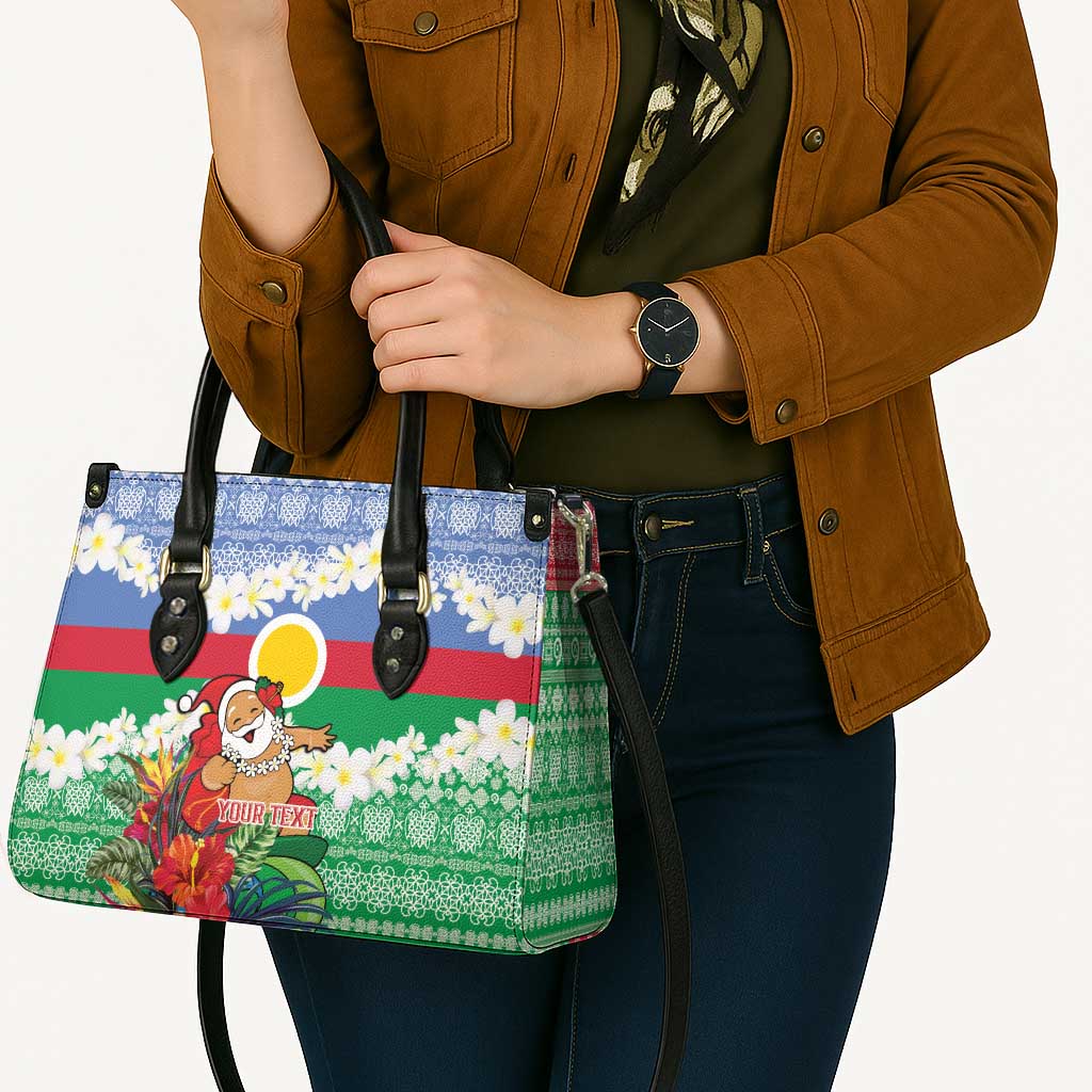Personalised Shefa Joyeux Noel Leather Bag Proud To Be a Ni-Van Sand Drawing Art LT9 - Polynesian Pride