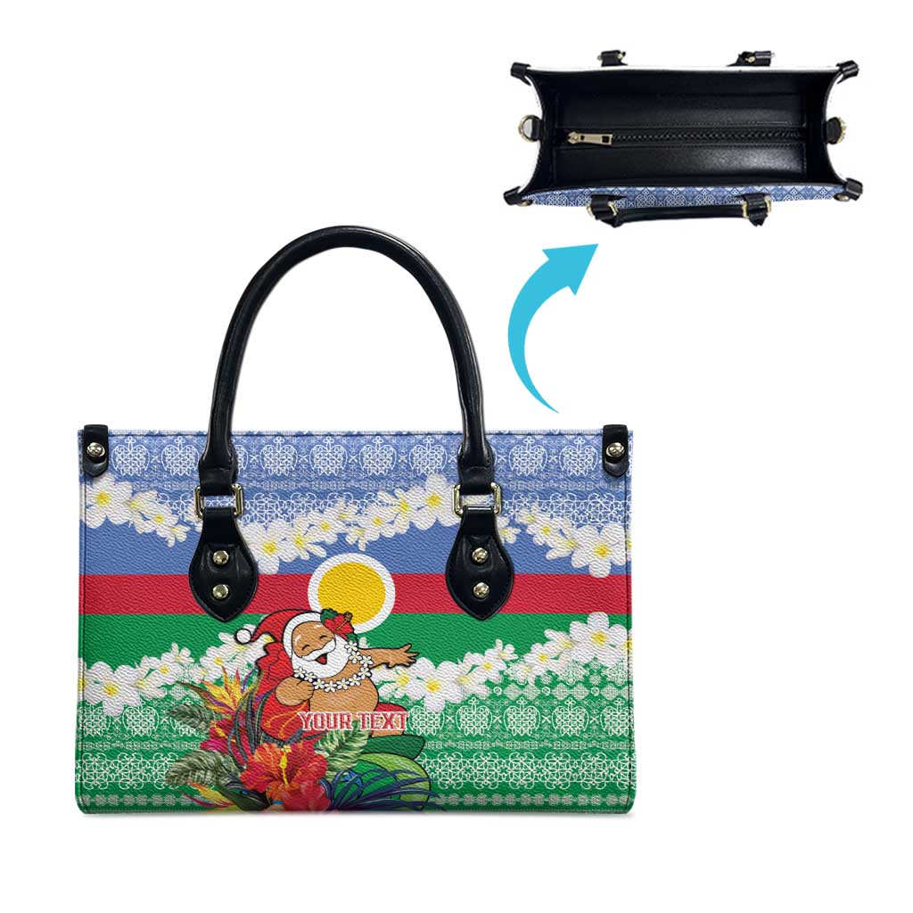 Personalised Shefa Joyeux Noel Leather Bag Proud To Be a Ni-Van Sand Drawing Art LT9 - Polynesian Pride