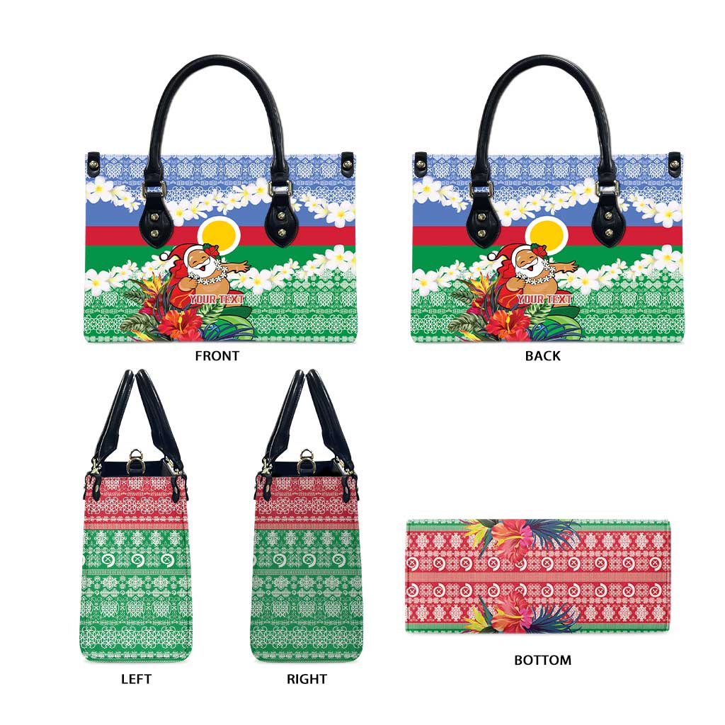 Personalised Shefa Joyeux Noel Leather Bag Proud To Be a Ni-Van Sand Drawing Art LT9 - Polynesian Pride