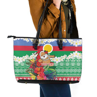 Personalised Shefa Joyeux Noel Leather Tote Bag Proud To Be a Ni-Van Sand Drawing Art LT9 - Polynesian Pride