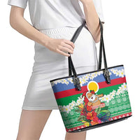 Personalised Shefa Joyeux Noel Leather Tote Bag Proud To Be a Ni-Van Sand Drawing Art LT9 - Polynesian Pride