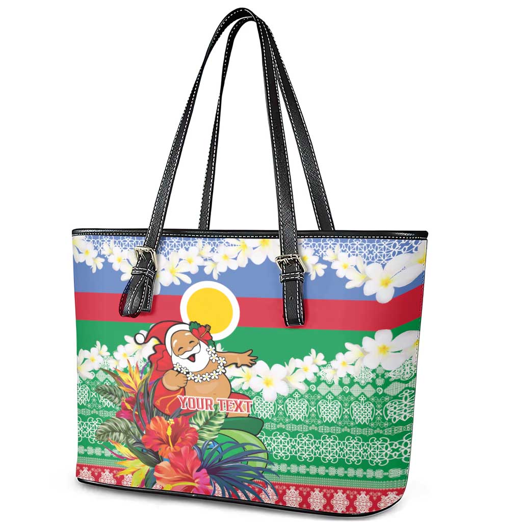 Personalised Shefa Joyeux Noel Leather Tote Bag Proud To Be a Ni-Van Sand Drawing Art LT9 - Polynesian Pride