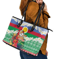 Personalised Shefa Joyeux Noel Leather Tote Bag Proud To Be a Ni-Van Sand Drawing Art LT9 - Polynesian Pride