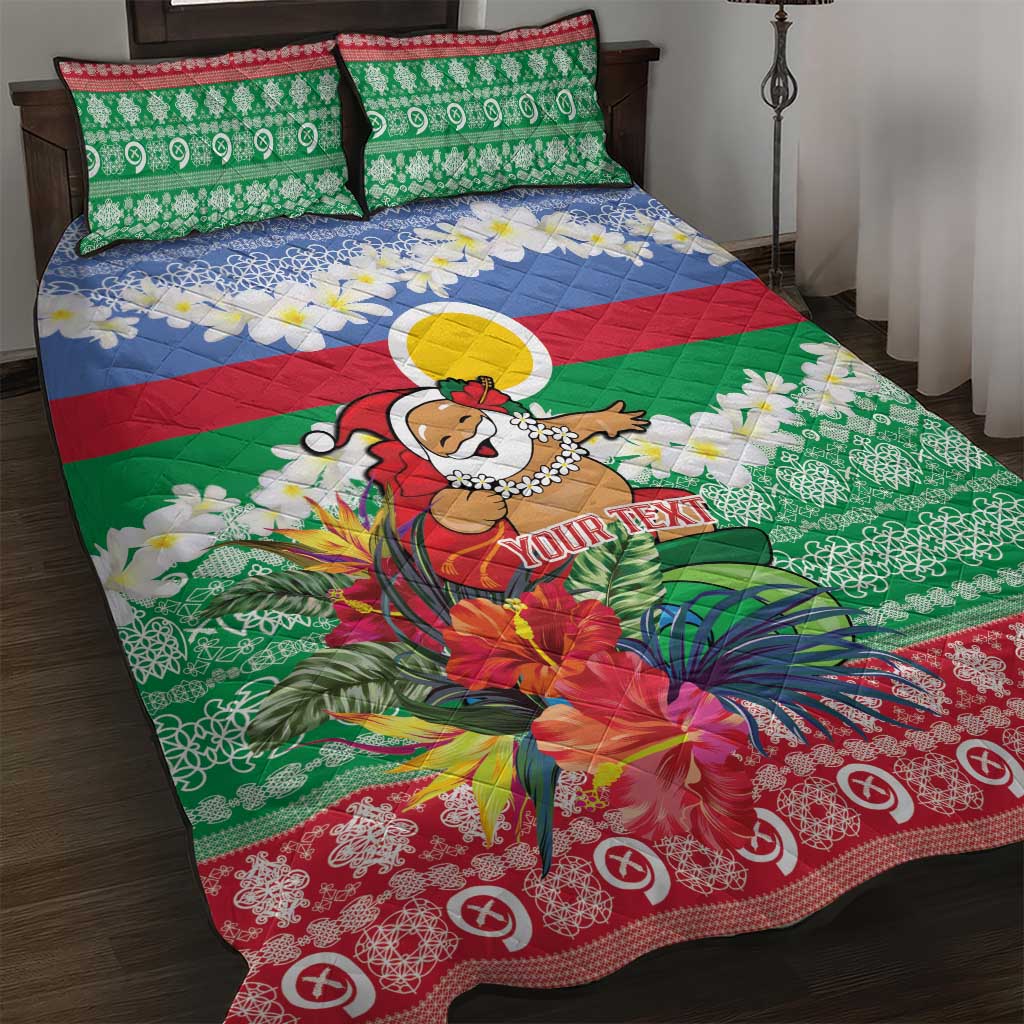 Personalised Shefa Joyeux Noel Quilt Bed Set Proud To Be a Ni-Van Sand Drawing Art LT9 Blue - Polynesian Pride