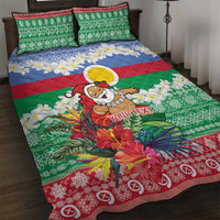 Personalised Shefa Joyeux Noel Quilt Bed Set Proud To Be a Ni-Van Sand Drawing Art LT9 Blue - Polynesian Pride