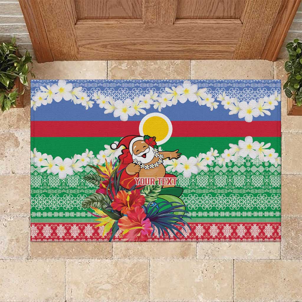Personalised Shefa Joyeux Noel Rubber Doormat Proud To Be a Ni-Van Sand Drawing Art LT9 Blue - Polynesian Pride