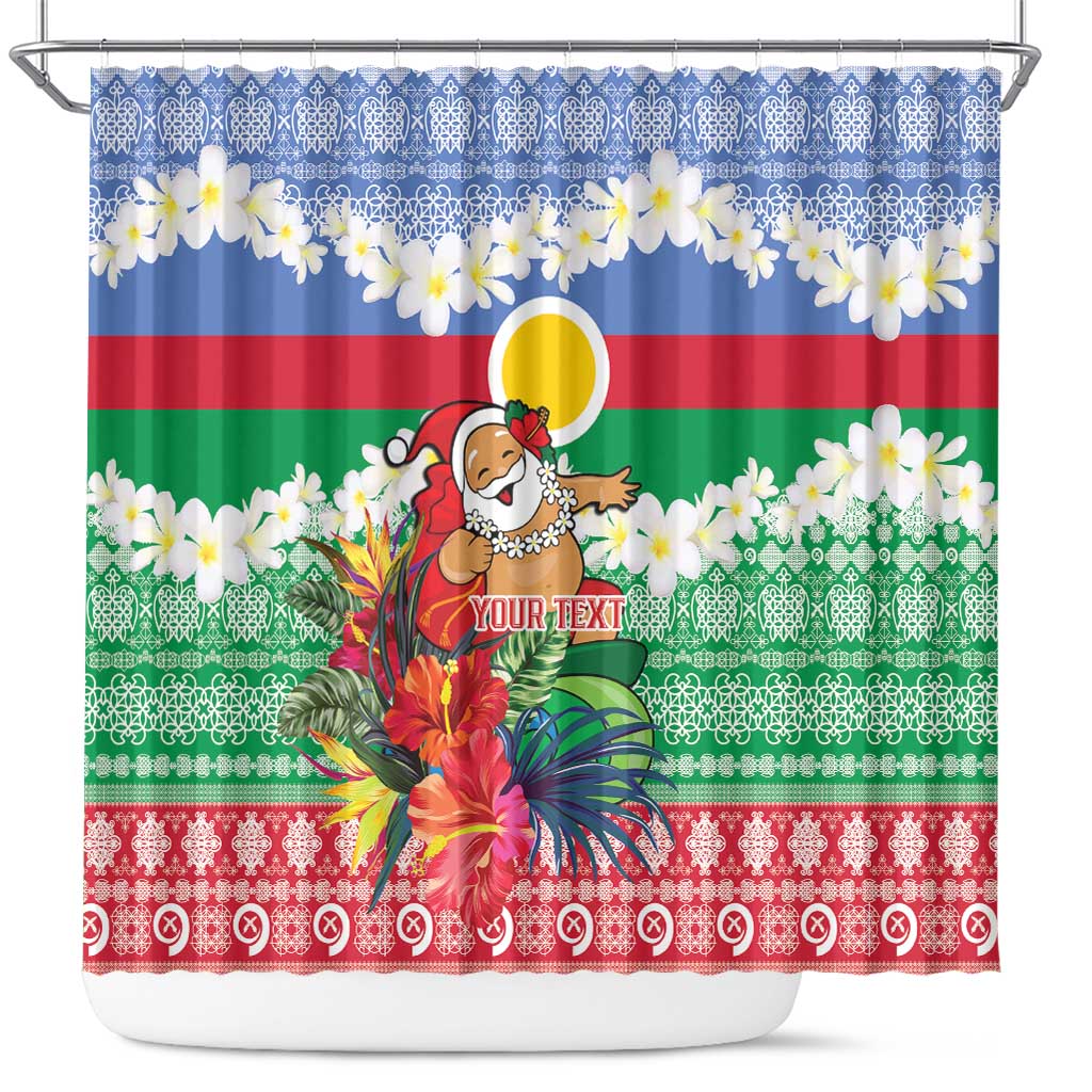 Personalised Shefa Joyeux Noel Shower Curtain Proud To Be a Ni-Van Sand Drawing Art LT9 Blue - Polynesian Pride