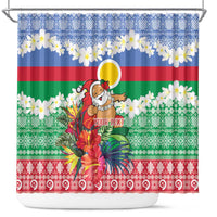Personalised Shefa Joyeux Noel Shower Curtain Proud To Be a Ni-Van Sand Drawing Art LT9 Blue - Polynesian Pride