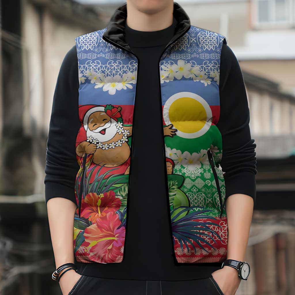 Personalised Shefa Joyeux Noel Sleeveless Puffer Jacket Proud To Be a Ni-Van Sand Drawing Art LT9 - Polynesian Pride