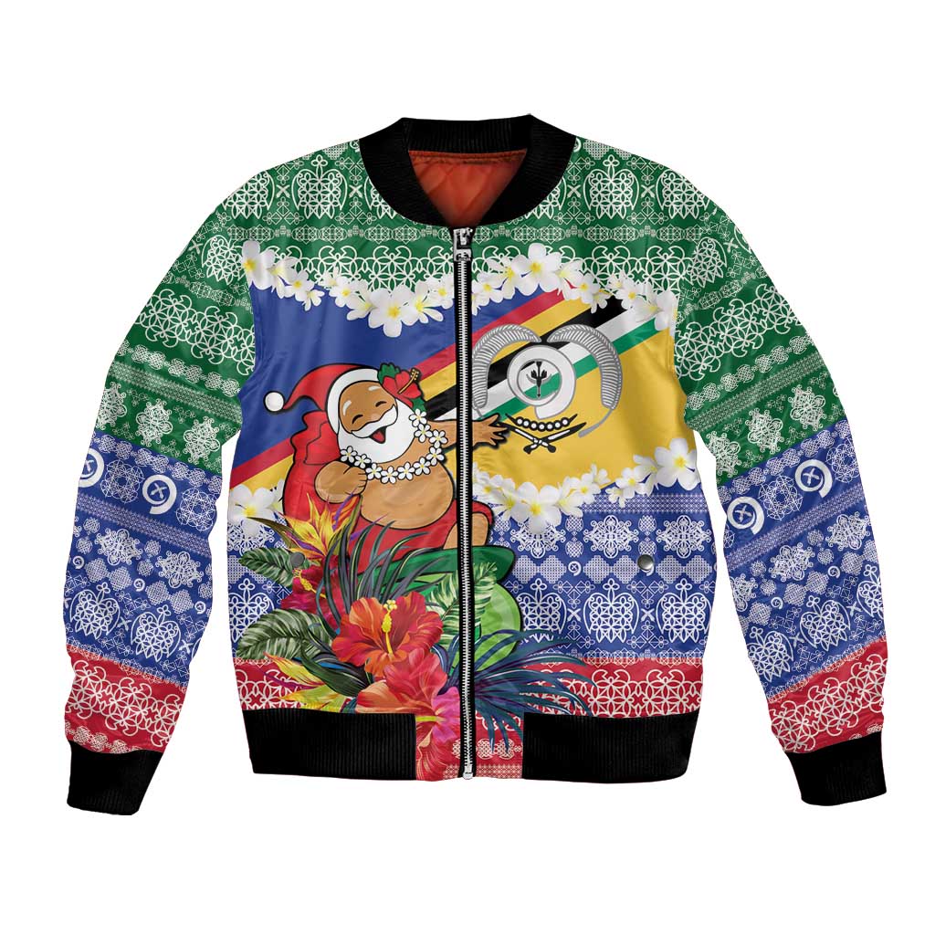 Personalised Torba Joyeux Noel Bomber Jacket Proud To Be a Ni-Van Sand Drawing Art LT9 Unisex Green - Polynesian Pride