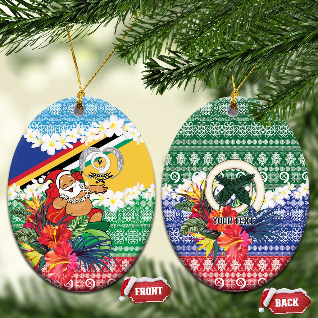 Personalised Torba Joyeux Noel Ceramic Ornament Proud To Be a Ni-Van Sand Drawing Art LT9 Oval Green - Polynesian Pride