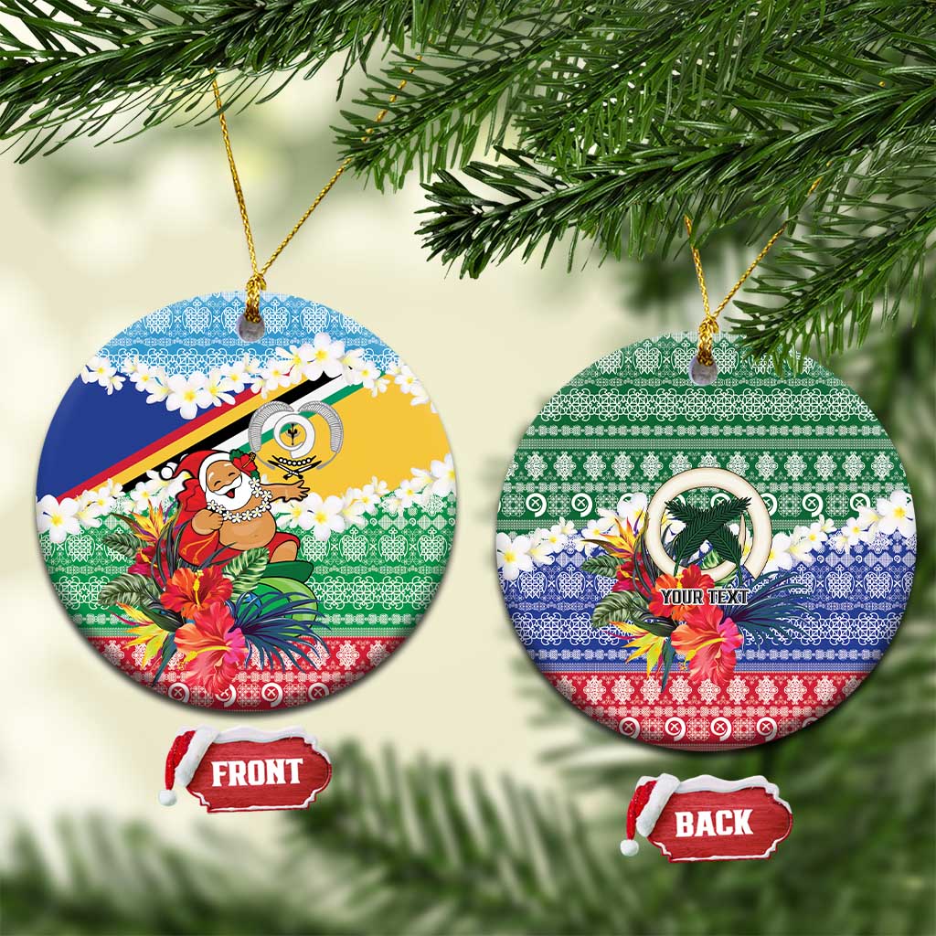 Personalised Torba Joyeux Noel Ceramic Ornament Proud To Be a Ni-Van Sand Drawing Art LT9 Circle Green - Polynesian Pride