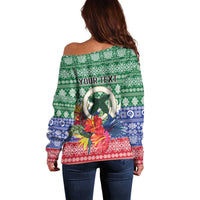 Personalised Torba Joyeux Noel Off Shoulder Sweater Proud To Be a Ni-Van Sand Drawing Art LT9 - Polynesian Pride