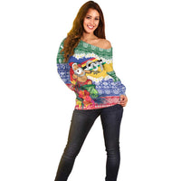 Personalised Torba Joyeux Noel Off Shoulder Sweater Proud To Be a Ni-Van Sand Drawing Art LT9 - Polynesian Pride