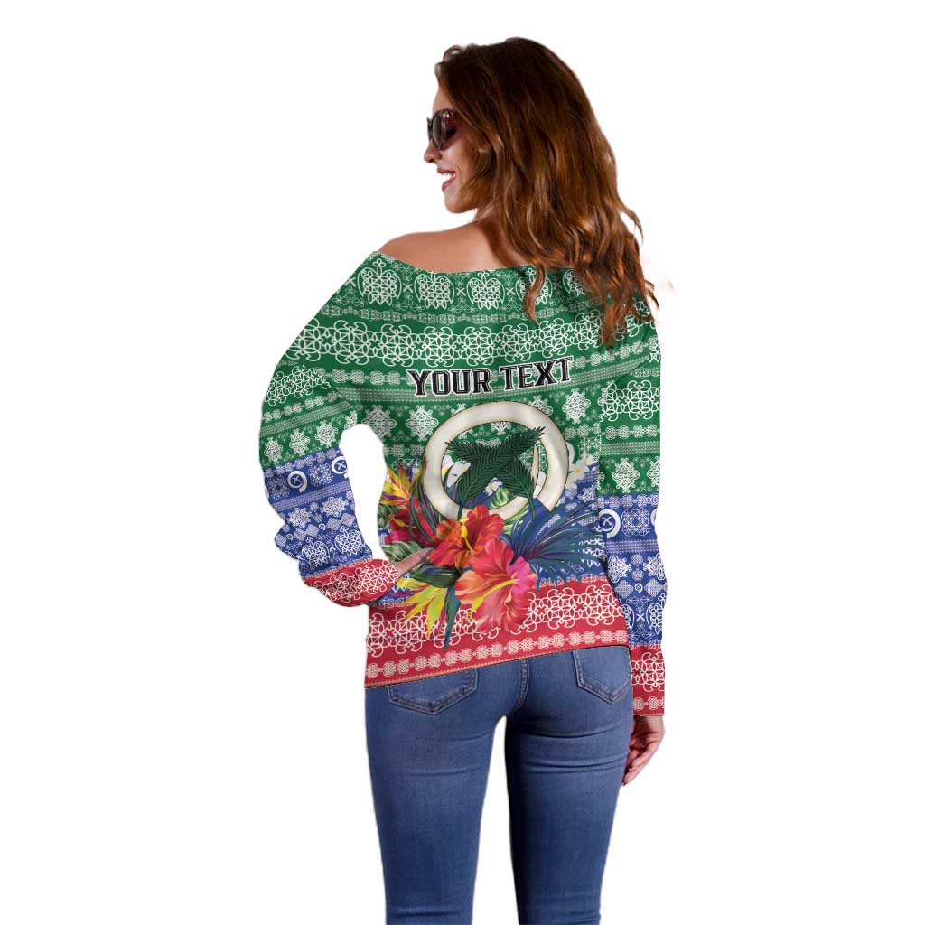 Personalised Torba Joyeux Noel Off Shoulder Sweater Proud To Be a Ni-Van Sand Drawing Art LT9 - Polynesian Pride