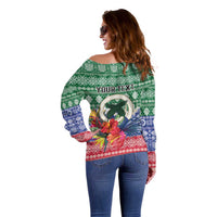 Personalised Torba Joyeux Noel Off Shoulder Sweater Proud To Be a Ni-Van Sand Drawing Art LT9 - Polynesian Pride