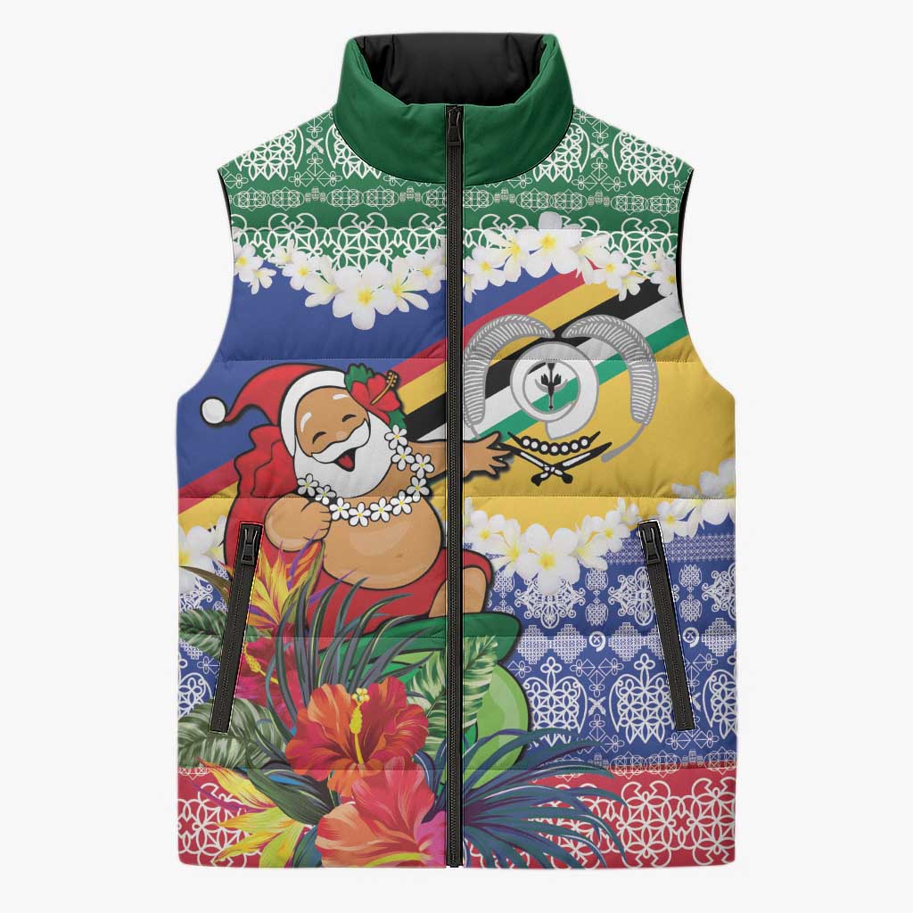 Personalised Torba Joyeux Noel Sleeveless Puffer Jacket Proud To Be a Ni-Van Sand Drawing Art LT9 Unisex Green - Polynesian Pride