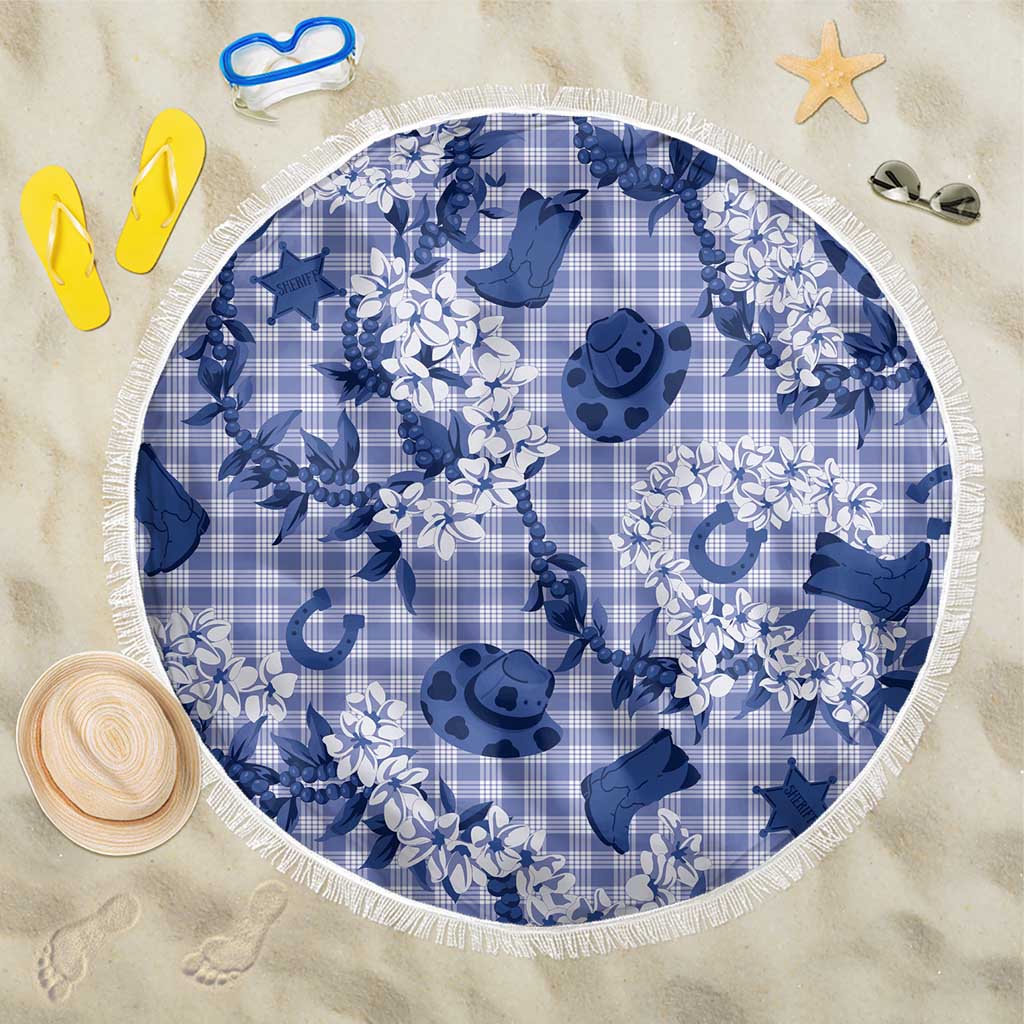 Mokihana Maile Ilima Leis Paniolo Palaka Beach Blanket Hawaiian Polu Spirit LT9 One Size 150cm Blue - Polynesian Pride