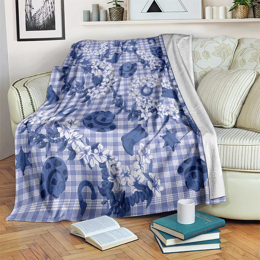 Mokihana Maile Ilima Leis Paniolo Palaka Blanket Hawaiian Polu Spirit LT9 Blue - Polynesian Pride